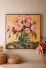 FRAMED PAINTING - PINK FLOWERS WITH BLUE VASE