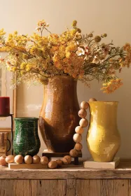 SET OF THREE CERAMIC VASES - ONE EACH COLOR