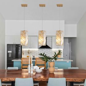 4inch Modern Crystal Pendant Light - 3 Pack, Adjustable Hanging Ceiling Lamp With Crystal Prism Design For Dining Room, Kitchen Island, And Living Roo