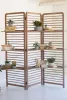 FOLDING WOODEN SCREEN WITH THREE SHELVES