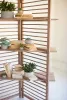 FOLDING WOODEN SCREEN WITH THREE SHELVES
