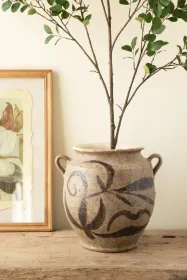 RUSTICE CERAMIC VESSEL WITH TWO HANDLES