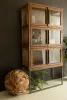 RECYCLED PINE CABINET WITH GLASS DOORS AND IRON FRAME - 34X15X71"T