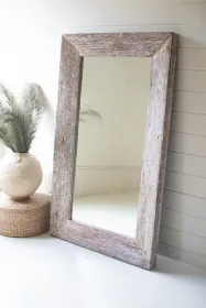 WHITEWASHED WOOD FRAMED MIRROR