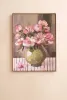 FRAMED PAINT OVER PRINT - GREEN VASE WITH PINK FLOWERS