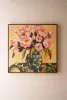 FRAMED PAINTING - PINK FLOWERS WITH BLUE VASE