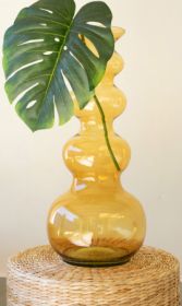 LARGE GLASS BUBBLE VASE - AMBER