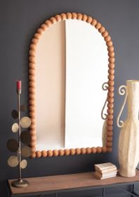 ARCHED WOOD BALL FRAMED MIRROR