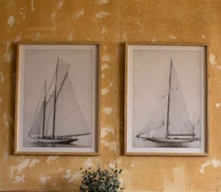 SET OF TWO FRAMED SAILBOAT PRINTS UNDER GLASS