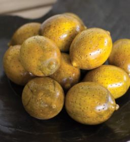 ONE DOZEN HAND-CARVED WOODEN LEMONS