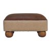 Vintage Leather Boucle Ball Footstool