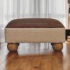 Vintage Leather Boucle Ball Footstool
