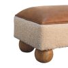Vintage Leather Boucle Ball Footstool