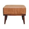 Tan Buffalo Leather Tan Footstool