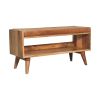 Oak-ish Bench with Tan Leather Seatpad
