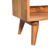 Oak-ish Bench with Tan Leather Seatpad