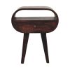 Light Walnut Circular nightstand with Open Slot