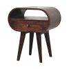 Light Walnut Circular nightstand with Open Slot