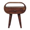 Honey Caramel Circular Bedside with Open Slot