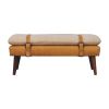 Boucle x Tan Leather Bench