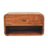 Curved Honey Caramel Wall Mounted Bedside with Open Slot