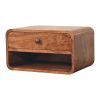 Curved Honey Caramel Wall Mounted Bedside with Open Slot