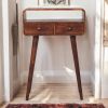 Mini Curved Honey Caramel Console Table