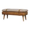 BouclÃ© Buffalo Hide Olive Green Leather Bench