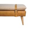 BouclÃ© Buffalo Hide Tan Leather Bench