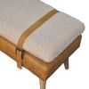 BouclÃ© Buffalo Hide Olive Green Leather Bench