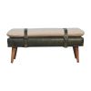 BouclÃ© Buffalo Hide Olive Green Leather Bench