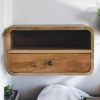 Large Oak-ish Curve Upper Slot Floating Bedside