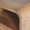 Extra Mini Wall Mounted Curved Oak-ish Bedside with Open Slot