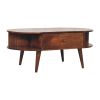 Chestnut Oval Coffee Table with 2 Drawer