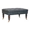 Buffalo Teal Leather Ottoman with Castor Legs