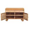 Shutter Oak-ish Shoe Rack with 2 drawers