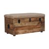 Beige Buffalo hide leather Storage Trunk