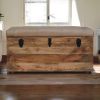 Beige Buffalo hide leather Storage Trunk
