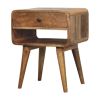 Avora Oak-ish Nightstand with Drawer and open slot