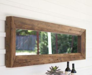 LONG RECTANGLE MIRROR WITH RECYCLED WOOD FRAME