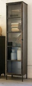 TALL IRON AND GLASS APOTHECARY CABINET