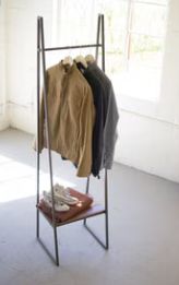 A-FRAME METAL RACK WITH LOWER WOOD SHELF