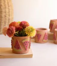SHORT CLAY WATERMELON VASE
