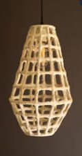 TALL PAPER MACHE GRID PENDANT LIGHT