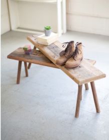 SET OF TWO RECYCLED WOOD ACCENT TABLES