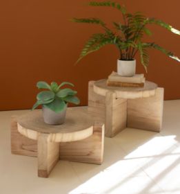 SET OF TWO WOODEN DISPLAY STOOLS (MIN 2)