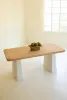 Table with Textured Base and Wooden Top