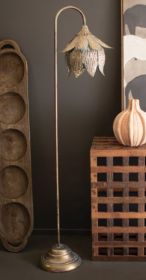 ANTIQUE BRASS TULIP FLOOR LAMP