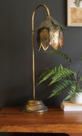 ANTIQUE BRASS TULIP TABLE LAMP