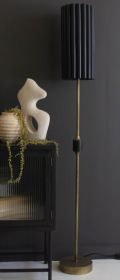 ANTIQUE GOLD FLOOR LAMP WITH FLUTED BLACK METAL SHADE